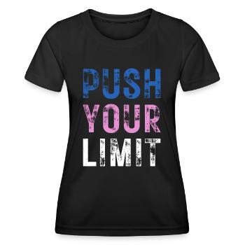 PUSH YOUR LIMIT – Farbe Blau, Rosa, Weiß - Frauen Funktions-T-Shirt - Schwarz - Vorne - AI Model Female 172 light (172cm)