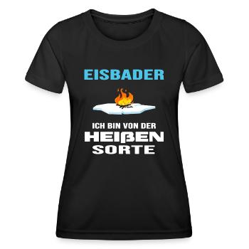 Eisbad Winterschwimmen "heißer Eisbader" - Frauen Funktions-T-Shirt - Schwarz - Vorne - AI Model Female 172 light (172cm)