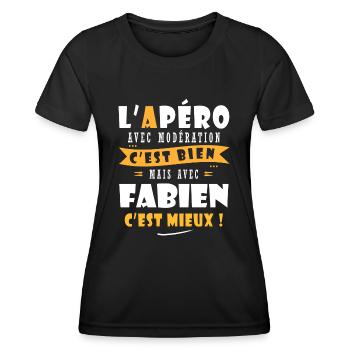 Fabien Apero Humour personnalisé fabien - T-shirt sport Femme - noir - Devant - AI Model Female 172 light (172cm)
