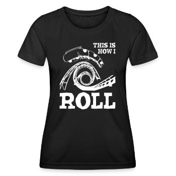 Voici comment je lance des montagnes russes1 - T-shirt sport Femme - noir - Devant - AI Model Female 172 light (172cm)