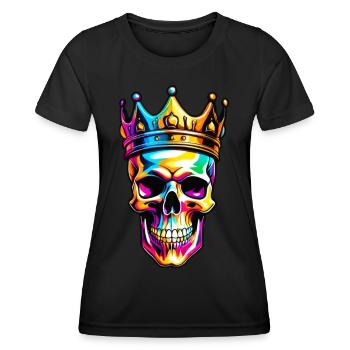 Bunter Totenkopf mit Krone - Frauen Funktions-T-Shirt - Schwarz - Vorne - AI Model Female 172 light (172cm)