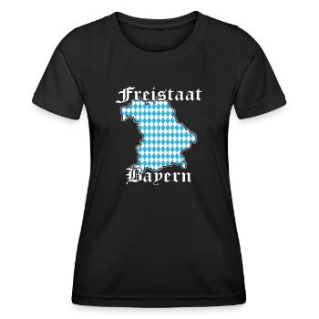 Freistaat Bayern Kontur Flagge 2 - Frauen Funktions-T-Shirt - Schwarz - Vorne - AI Model Female 172 light (172cm)