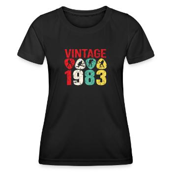 1983 Geburtstag Rock n Roll Vintage - Frauen Funktions-T-Shirt - Schwarz - Vorne - AI Model Female 172 light (172cm)