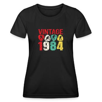 1984 Geburtstag Rock n Roll Vintage - Frauen Funktions-T-Shirt - Schwarz - Vorne - AI Model Female 172 light (172cm)