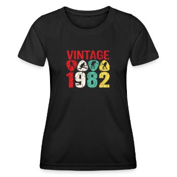 1982 Geburtstag Rock n Roll Vintage - Frauen Funktions-T-Shirt - Schwarz - Vorne - AI Model Female 172 light (172cm)