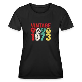 1973 Geburtstag Rock n Roll Vintage - Frauen Funktions-T-Shirt - Schwarz - Vorne - AI Model Female 172 light (172cm)