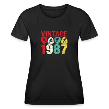 1987 Geburtstag Rock n Roll Vintage - Frauen Funktions-T-Shirt - Schwarz - Vorne - AI Model Female 172 light (172cm)