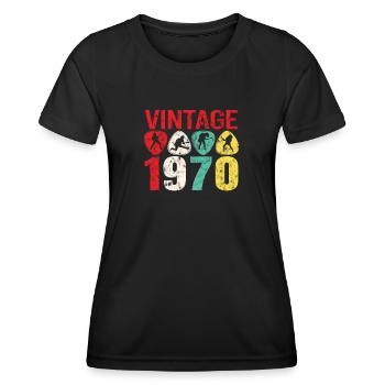 1970 Geburtstag Rock n Roll Vintage - Frauen Funktions-T-Shirt - Schwarz - Vorne - AI Model Female 172 light (172cm)