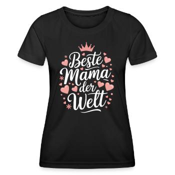 Beste Mama der Welt Herz Herzen Krone beste Mutter - Frauen Funktions-T-Shirt - Schwarz - Vorne - AI Model Female 172 light (172cm)