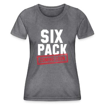 Sixpack in Kürze verfügbar - Frauen Funktions-T-Shirt - dunkle Melange  - Vorne - AI Model Female 172 light (172cm)