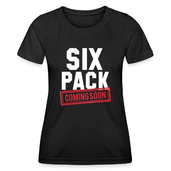 Sixpack in Kürze verfügbar - Frauen Funktions-T-Shirt - Schwarz - Vorne - AI Model Female 172 light (172cm)