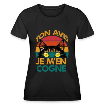 ton avis je m'en cogne - T-shirt sport Femme - noir - Devant - AI Model Female 172 light (172cm)