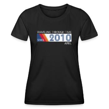 Drôle voyage dans le temps anniversaire Design avril 2010 - T-shirt sport Femme - noir - Devant - AI Model Female 172 light (172cm)