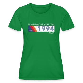Funny Time Travel Birthday Design May 1994 - Women's Functional T-Shirt - kelly green - Front - AI Model Female 172 dark (172cm)