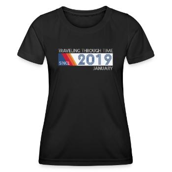 Drôle voyage dans le temps anniversaire Design janvier 2019 - T-shirt sport Femme - noir - Devant - AI Model Female 172 light (172cm)