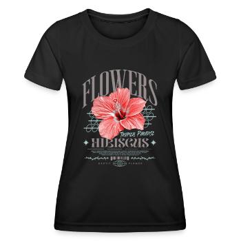 Fleur d’hibiscus Fleur d’hibiscus - T-shirt sport Femme - noir - Devant - AI Model Female 172 light (172cm)