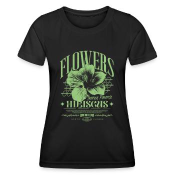 Fleur d’hibiscus Fleur d’hibiscus - T-shirt sport Femme - noir - Devant - AI Model Female 172 light (172cm)
