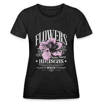 Fleur d’hibiscus Fleur d’hibiscus - T-shirt sport Femme - noir - Devant - AI Model Female 172 light (172cm)