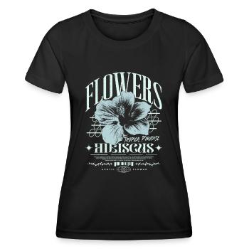 Fleur d’hibiscus Fleur d’hibiscus - T-shirt sport Femme - noir - Devant - AI Model Female 172 light (172cm)