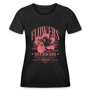 Fleur d’hibiscus Fleur d’hibiscus - T-shirt sport Femme - noir - Devant - AI Model Female 172 light (172cm)