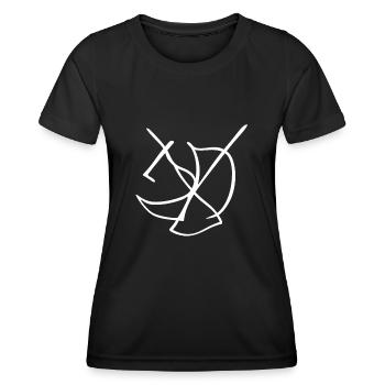 Zentrum Segelboot Zeichnung Skizze Logo - Frauen Funktions-T-Shirt - Schwarz - Vorne - AI Model Female 172 light (172cm)