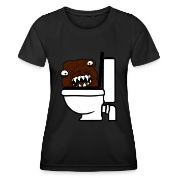 toilettes toilettes merde merde wc dangereux baz - T-shirt sport Femme - noir - Devant - AI Model Female 172 light (172cm)