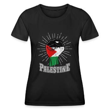 Palestine poing - T-shirt sport Femme - noir - Devant - AI Model Female 172 light (172cm)