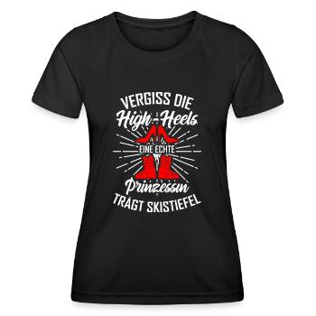 Skifahren Skifahrer Prinzessin - Frauen Funktions-T-Shirt - Schwarz - Vorne - AI Model Female 172 light (172cm)