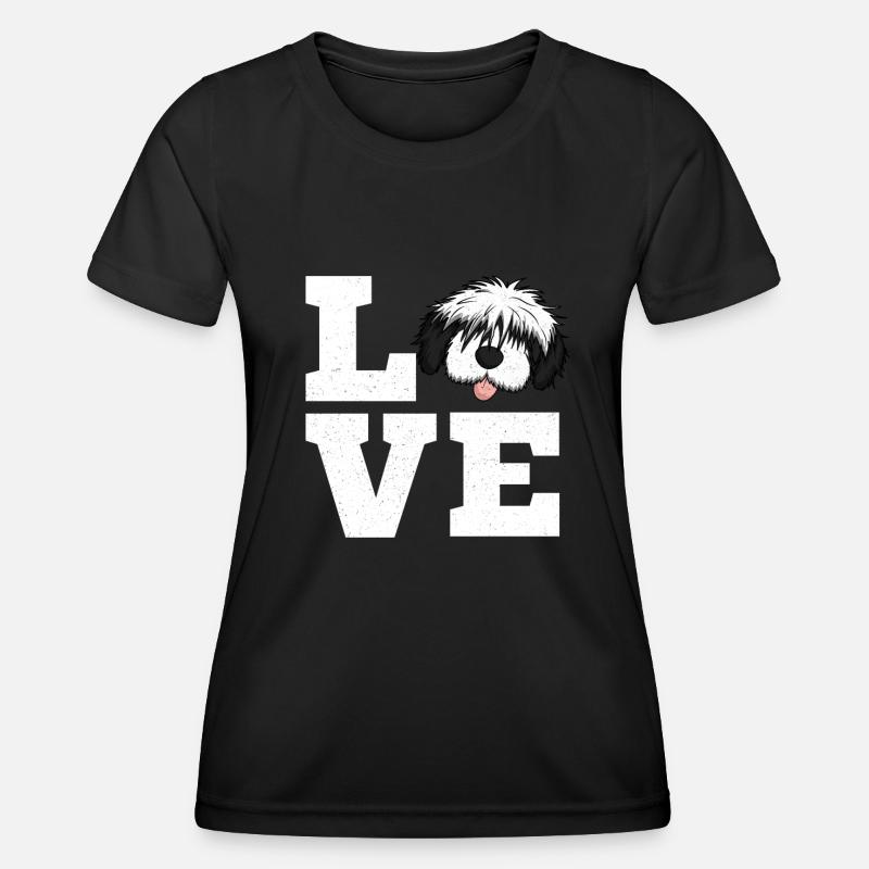 Bobtail poodle mongrel dog gift - Women's Functional T-Shirt - black