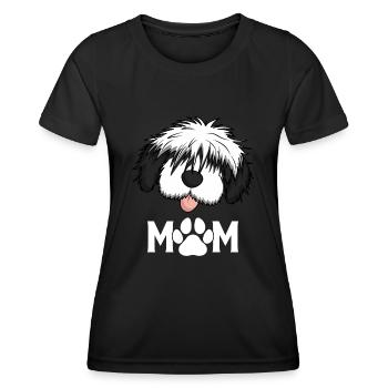 Bobtail-Pudel-Mischling Hund Mutter - Frauen Funktions-T-Shirt - Schwarz - Vorne - AI Model Female 172 light (172cm)
