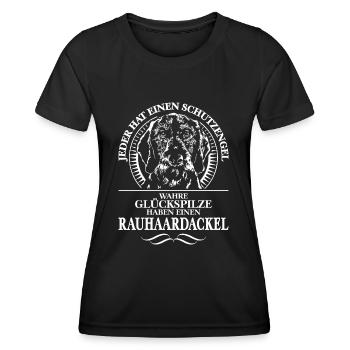 RAUHAARDACKEL Guardian Angel Wilsign's Gift Idea - Women's Functional T-Shirt - black - Front - AI Model Female 172 light (172cm)