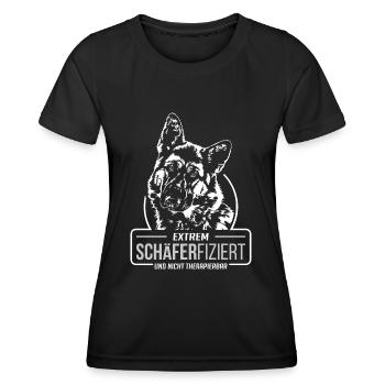 SCHÄFERFIZIERT Deutscher Schäferhund Hund Wilsigns - Frauen Funktions-T-Shirt - Schwarz - Vorne - AI Model Female 172 light (172cm)