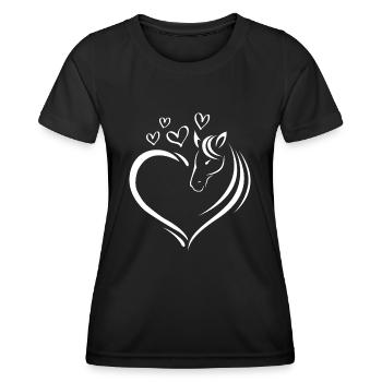 Chevaux Coeur Cavalier Cavalier Équitation - T-shirt sport Femme - noir - Devant - AI Model Female 172 light (172cm)
