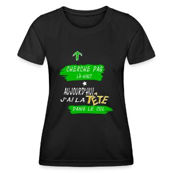 Tête dans le cul - T-shirt sport Femme - noir - Devant - AI Model Female 172 light (172cm)
