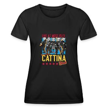 The Cattina Band Design - Frauen Funktions-T-Shirt - Schwarz - Vorne - AI Model Female 172 light (172cm)