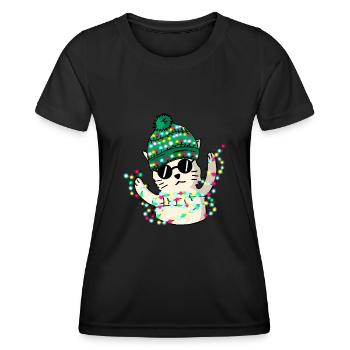 Christmas - Merry Catmas! - Women's Functional T-Shirt - black - Front - AI Model Female 172 light (172cm)