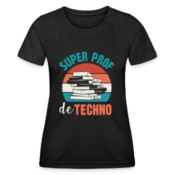 super prof de techno - T-shirt sport Femme - noir - Devant - AI Model Female 172 light (172cm)