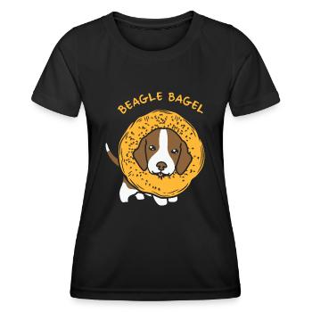 Dog Beagle Bagel Funny Animal Puns - Women's Functional T-Shirt - black - Front - AI Model Female 172 light (172cm)