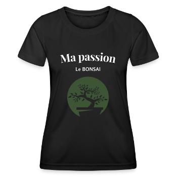 Ma passion le bonsaï - T-shirt sport Femme - noir - Devant - AI Model Female 172 light (172cm)