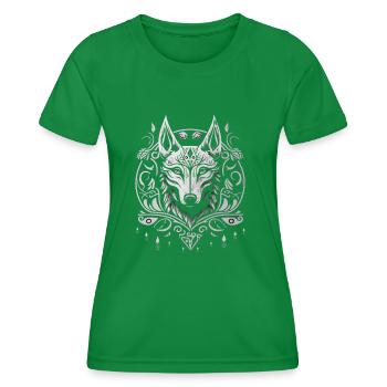 Nordischer Wolf, Wikinger - Frauen Funktions-T-Shirt - Kelly Green - Vorne - AI Model Female 172 dark (172cm)