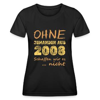 Jahr 2008 - Frauen Funktions-T-Shirt - Schwarz - Vorne - AI Model Female 172 light (172cm)