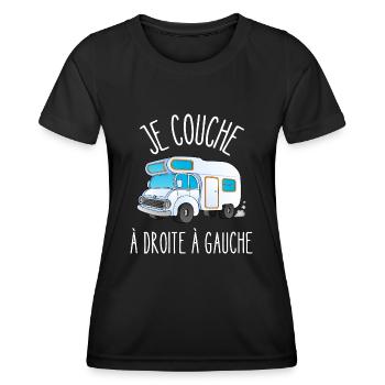 je couche à droite à gauche - T-shirt sport Femme - noir - Devant - AI Model Female 172 light (172cm)