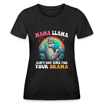 MAMA LLAMA N’A PAS EU LE TEMPS POUR LE DRAME - T-shirt sport Femme - noir - Devant - AI Model Female 172 light (172cm)