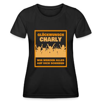 Kollege Charly - Frauen Funktions-T-Shirt - Schwarz - Vorne - AI Model Female 172 light (172cm)
