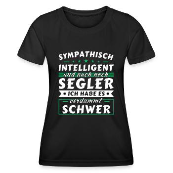 Sympathisch und intelligent - Segler Edition - Frauen Funktions-T-Shirt - Schwarz - Vorne - AI Model Female 172 light (172cm)