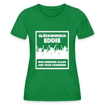 Prénom Eddie - T-shirt sport Femme - vert - Devant - AI Model Female 172 dark (172cm)