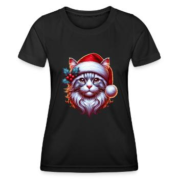 Christmas Cat Christmas Xmas - Women's Functional T-Shirt - black - Front - AI Model Female 172 light (172cm)