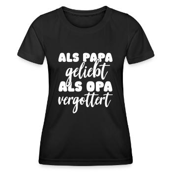 Als Papa geliebt als Opa vergöttert - Frauen Funktions-T-Shirt - Schwarz - Vorne - AI Model Female 172 light (172cm)