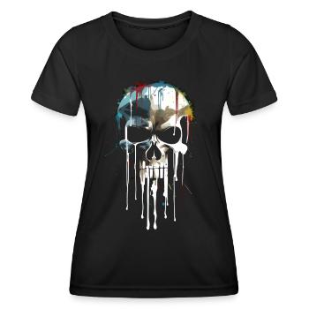 Crâne Crâne Mort Dégoulinant Peinture - T-shirt sport Femme - noir - Devant - AI Model Female 172 light (172cm)