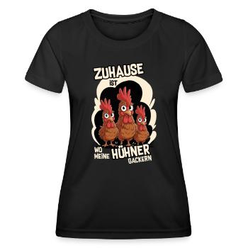 Zuhause ist, wo meine Hühner gackern – Hühner - Frauen Funktions-T-Shirt - Schwarz - Vorne - AI Model Female 172 light (172cm)